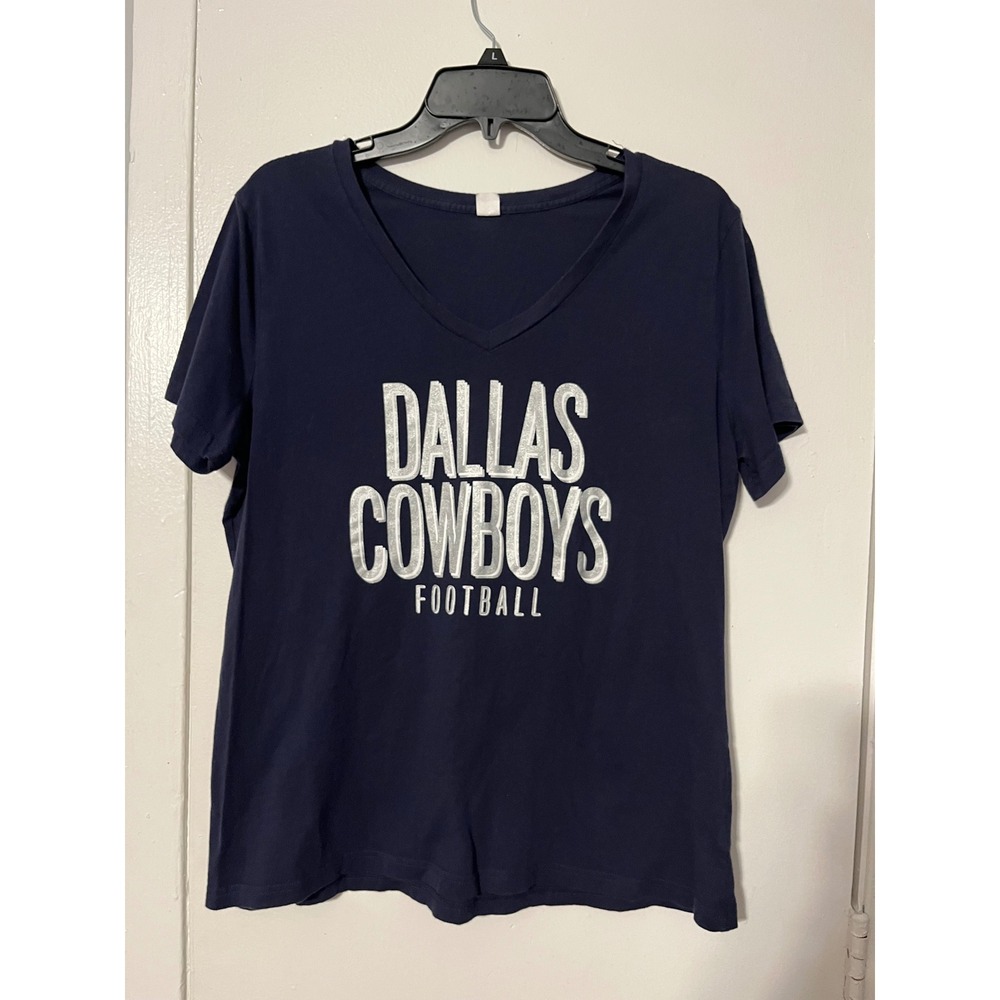 Dallas Cowboys Football V-Neck Graphic Tee Navy Blue Womens XL‎ 6430W